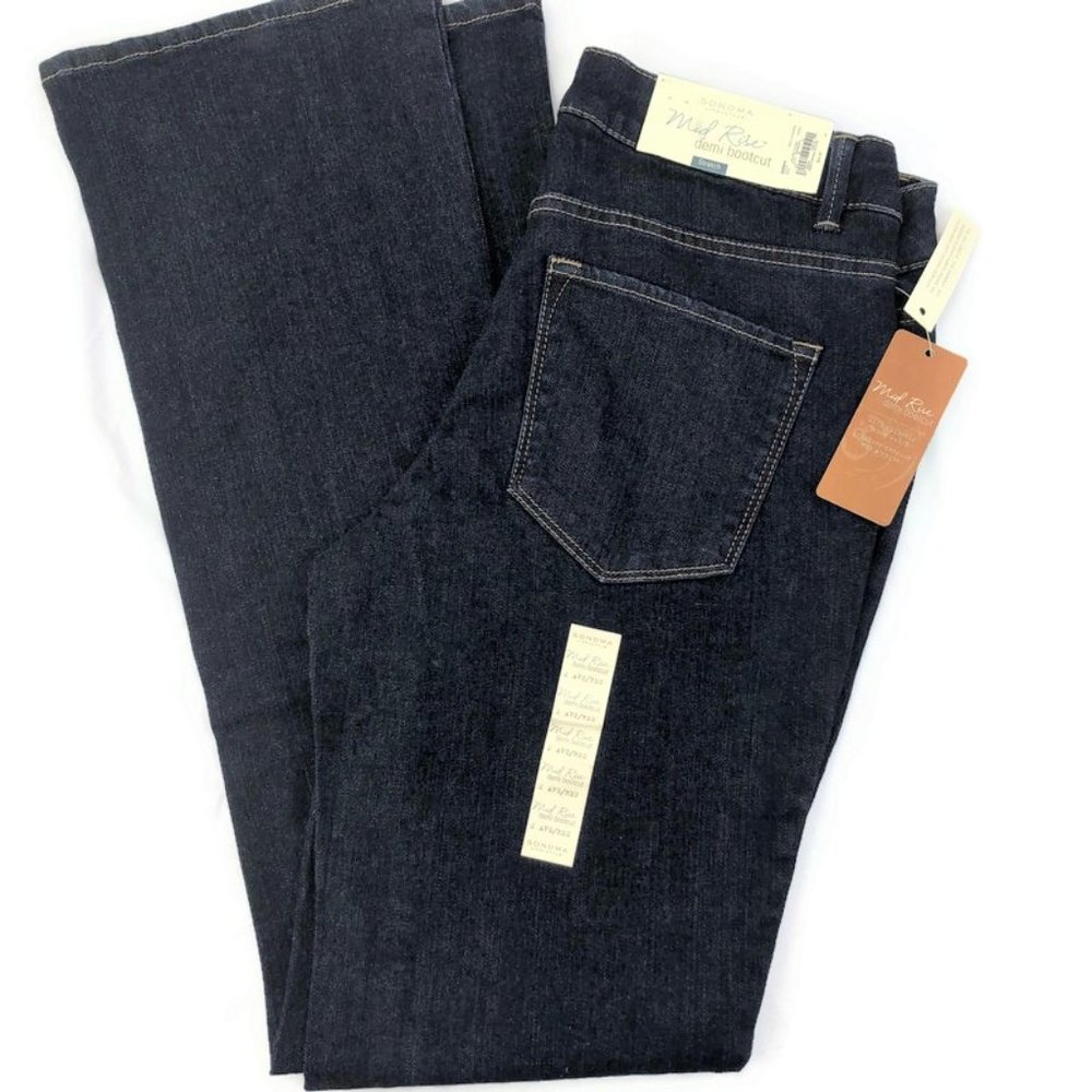 Sonoma MidRise Demi Boot Jeans Dark Wash Inseam 32